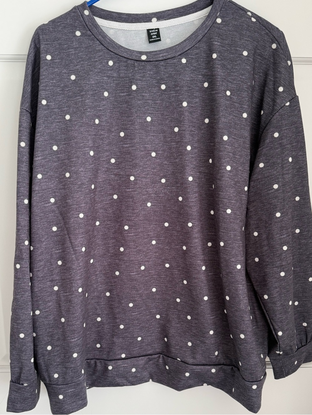 Gray with White Polka Dots Plus Size Sweatshirt